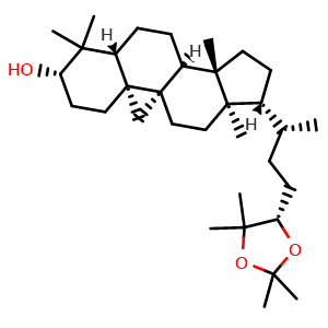Chemical structure of (24S)-Cycloartane-3,24,25-triol 24,25-acetonide , CAS 57576-31-5, AChemBlock AD273706