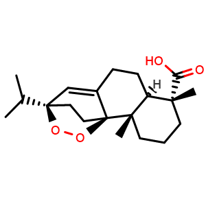 Chemical structure of 9,13-Epidioxy-8(14)-abieten-18-oic acid , CAS 5309-35-3, AChemBlock AD273710
