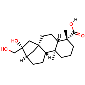 Chemical structure of Ent-16beta,17-Dihydroxy-19-kauraic acid , CAS 3301-61-9, AChemBlock AD273740