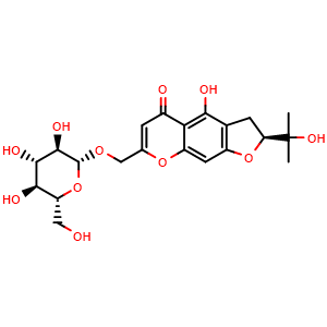 Chemical structure of Prim-O-Glucosylangelicain , CAS 85889-15-2, AChemBlock AD273748