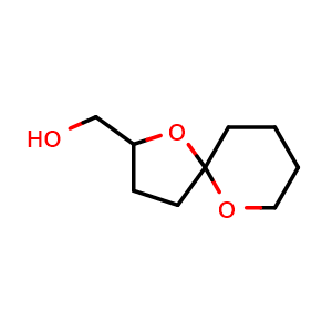 Chemical structure of 1,6-Dioxaspiro[4.5]decan-2-methanol , CAS 83015-88-7, AChemBlock AD273757
