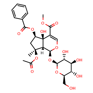 Chemical structure of 6-O-Benzoylphlorigidoside B , CAS 1246012-24-7, AChemBlock AD273759