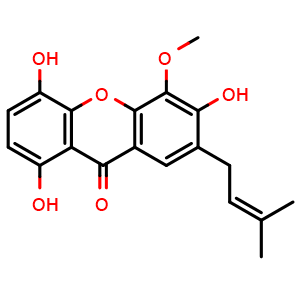 Chemical structure of 1,4,6-Trihydroxy-5-methoxy-7-prenylxanthone , CAS 160623-47-2, AChemBlock AD273782