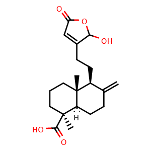 Chemical structure of 16-Hydroxy-8(17),13-labdadien-15,16-olid-19-oic acid , CAS 691009-85-5, AChemBlock AD273808