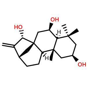 Chemical structure of 2beta,6beta,15alpha-Trihydroxy-ent-kaur-16-ene , CAS 53452-32-7, AChemBlock AD273809