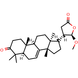 Chemical structure of (4S,5R)-5-Methoxy-4-((5R,9R,10R,13S,14S,17S)-4,4,10,13,14-pentamethyl-3-oxo-2,3,4,5,6,9,10,11,12,13,14,15,16,17-tetradecahydro-1H-cyclopenta[a]phenanthren-17-yl)dihydrofuran-2(3H)-one , CAS 1260173-73-6, AChemBlock AD273843