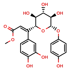 Chemical structure of 6'-O-Caffeoylarbutin , CAS 136172-60-6, AChemBlock AD273849