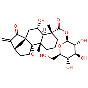 Chemical structure of ent-6alpha,9alpha-Dihydroxy-15-oxokaur-16-en-19-oic acid beta-D-glucopyranosyl ester , CAS 81263-98-1, AChemBlock AD273892
