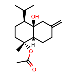 Chemical structure of 10-O-Acetylisocalamendiol , CAS 1432064-69-1, AChemBlock AD273950