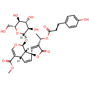 Chemical structure of 13-O-p-Coumaroylplumieride , CAS 80416-52-0, AChemBlock AD273973