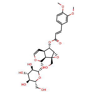 Chemical structure of 6-O-(3'',4''-Dimethoxycinnamoyl)catalpol , CAS 147714-71-4, AChemBlock AD273976