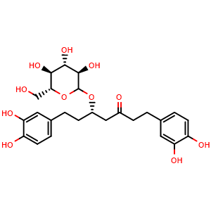 Chemical structure of Hirsutanonol 5-O-glucoside , CAS 93915-36-7, AChemBlock AD273981