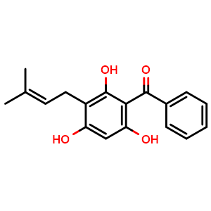 Chemical structure of 3-Prenyl-2,4,6-trihydroxybenzophenone , CAS 93796-20-4, AChemBlock AD273992