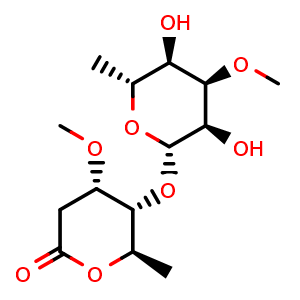 Chemical structure of 6-Deoxy-3-O-methyl-beta-allopyranosyl(1-4)-beta-cymaronic acid delta-lactone , CAS 19131-13-6, AChemBlock AD273997