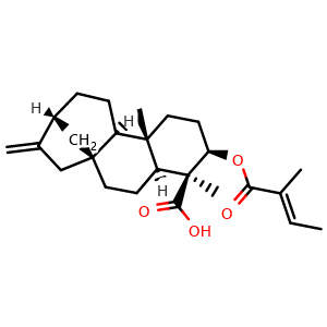 Chemical structure of ent-3beta-Tigloyloxykaur-16-en-19-oic acid , CAS 79406-09-0, AChemBlock AD274076