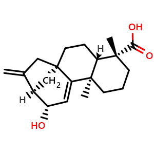Chemical structure of 12alpha-Hydroxykaura-9(11),16-dien-18-oic acid , CAS 63768-17-2, AChemBlock AD274092