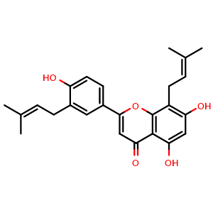 Chemical structure of 8,3'-Diprenylapigenin , CAS 955135-37-2, AChemBlock AD274144