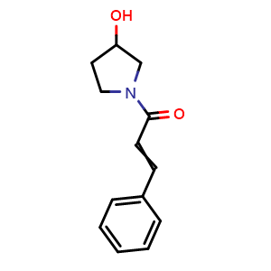 Chemical structure of 1-Cinnamoyl-3-hydroxypyrrolidine , CAS 1344876-77-2, AChemBlock AD274147