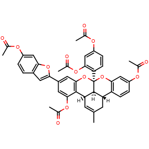 Chemical structure of Mulberrofuran G pentaacetate , CAS 99217-75-1, AChemBlock AD274153