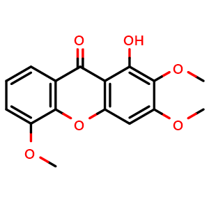 Chemical structure of 1-Hydroxy-2,3,5-trimethoxyxanthone , CAS 22804-49-5, AChemBlock AD274156
