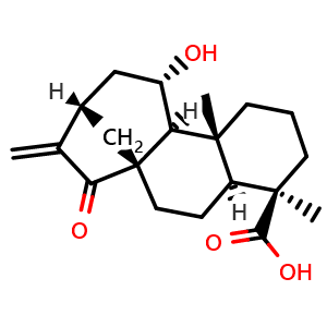 Chemical structure of ent-11alpha-Hydroxy-15-oxokaur-16-en-19-oic acid , CAS 57719-81-0, AChemBlock AD274209