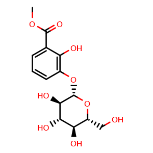 Chemical structure of 3-(beta-D-Glucopyranosyloxy)-2-hydroxybenzoic acid methyl ester , CAS 53827-68-2, AChemBlock AD274262