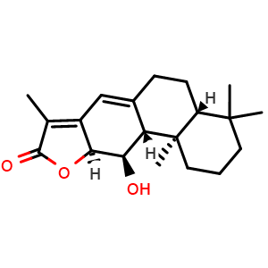 Chemical structure of ent-11alpha-Hydroxyabieta-8(14),13(15)-dien-16,12alpha-olide , CAS 130466-20-5, AChemBlock AD274266