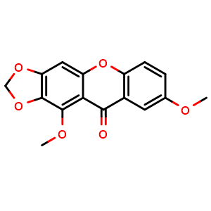 Chemical structure of 1,7-Dimethoxy-2,3-methylenedioxyxanthone , CAS 145523-71-3, AChemBlock AD274387