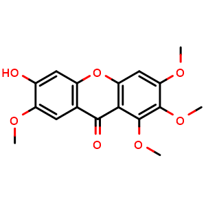 Chemical structure of 6-Hydroxy-1,2,3,7-tetramethoxyxanthone , CAS 64756-87-2, AChemBlock AD274395