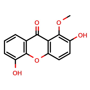 Chemical structure of 2,5-Dihydroxy-1-methoxyxanthone , CAS 173220-32-1, AChemBlock AD274402