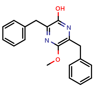 Chemical structure of 3,6-Dibenzyl-2-hydroxy-5-methoxypyrazine , CAS 132213-65-1, AChemBlock AD274406
