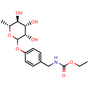 Chemical structure of Ethyl 4-(rhamnosyloxy)benzylcarbamate , CAS 208346-80-9, AChemBlock AD274428