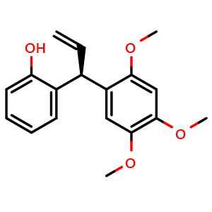 Chemical structure of 2-[(1R)-1-(2,4,5-Trimethoxyphenyl)-2-propenyl]phenol , CAS 18525-14-9, AChemBlock AD274474