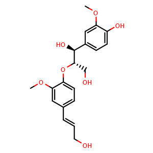 Chemical structure of (1S,2S)-1-(4-hydroxy-3-methoxyphenyl)-2-(4-((E)-3-hydroxyprop-1-en-1-yl)-2-methoxyphenoxy)propane-1,3-diol , CAS 168393-18-8, AChemBlock AD274475