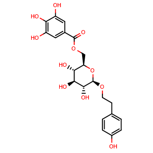 Chemical structure of 6'-O-Galloylsalidroside , CAS 83013-86-9, AChemBlock AD274500