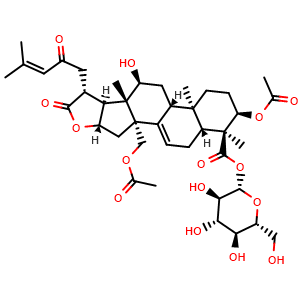 Chemical structure of 3alpha,30-Diacetyloxy-12alpha-hydroxy-23-oxoeupha-7,24-dien-21,16beta-olid-28-oic acid 28-O-beta-D-glucopyranosyl ester , CAS 215160-96-6, AChemBlock AD274522