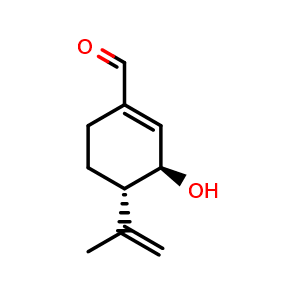 Chemical structure of 3-Hydroxyperillaldehyde , CAS 1932348-11-2, AChemBlock AD274530