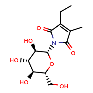 Chemical structure of 2-Ethyl-3-methylmaleimide N-beta-D-glucopyranoside , CAS 182228-46-2, AChemBlock AD274556