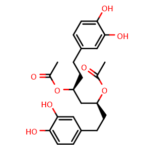 Chemical structure of (3S,5S)-1,7-Bis(3,4-dihydroxyphenyl)heptane-3,5-diyl diacetate , CAS 138870-97-0, AChemBlock AD274562