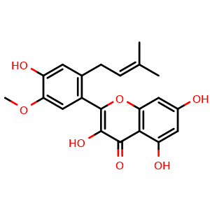 Chemical structure of 6'-Prenylisorhamnetin , CAS 1859979-02-4, AChemBlock AD274570