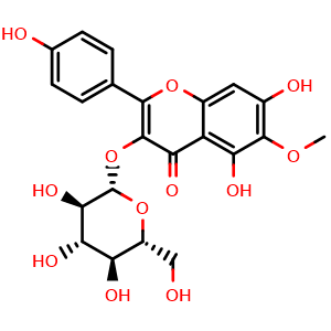 Chemical structure of 6-Methoxykaempferol 3-O-glucoside , CAS 63422-27-5, AChemBlock AD274595