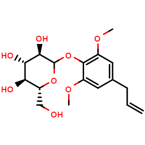Chemical structure of 4-Allyl-2,6-dimethoxyphenyl glucoside , CAS 100187-70-0, AChemBlock AD274627