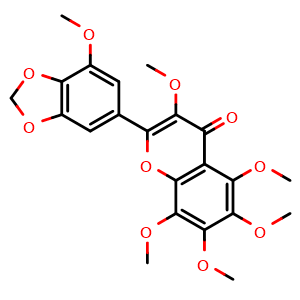 Chemical structure of 3,5,6,7,8,3'-Hexamethoxy-4',5'-methylenedioxyflavone , CAS 82668-99-3, AChemBlock AD274642