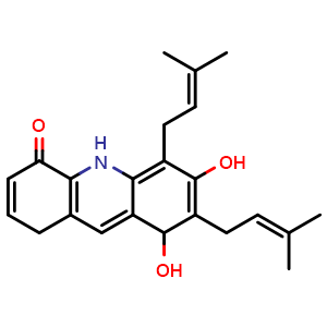 Chemical structure of 1,3-Dihydroxy-2,4-diprenylacridone , CAS 1205687-48-4, AChemBlock AD274645