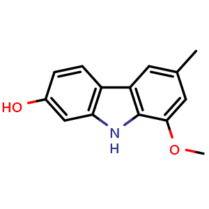 Chemical structure of 7-Hydroxy-1-methoxy-3-methylcarbazole , CAS 107672-54-8, AChemBlock AD274685