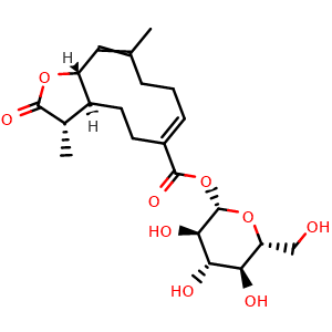 Chemical structure of 11beta,13-Dihydrotaraxinic acid beta-D-glucopyranosyl ester , CAS 75911-16-9, AChemBlock AD274693