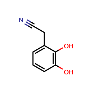 Chemical structure of 2,3-Dihydroxybenzeneacetonitrile , CAS 1513469-96-9, AChemBlock AD274719