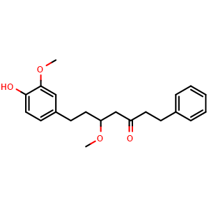 Chemical structure of 7-(4-Hydroxy-3-methoxyphenyl)-5-methoxy-1-phenylheptan-3-one , CAS 83161-95-9, AChemBlock AD274730