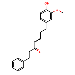 Chemical structure of 7-(4-Hydroxy-3-methoxyphenyl)-1-phenylhept-4-en-3-one , CAS 79559-60-7, AChemBlock AD274735
