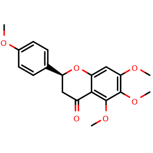 Chemical structure of (S)-5,6,7-triMethoxy-2-(4-methoxyphenyl)chroman-4-one , CAS 72943-90-9, AChemBlock AD274737